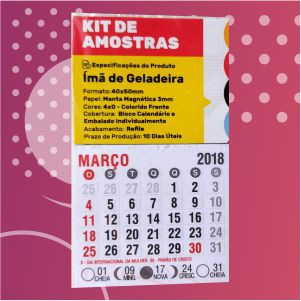 Imã de Geladeira com Calendário